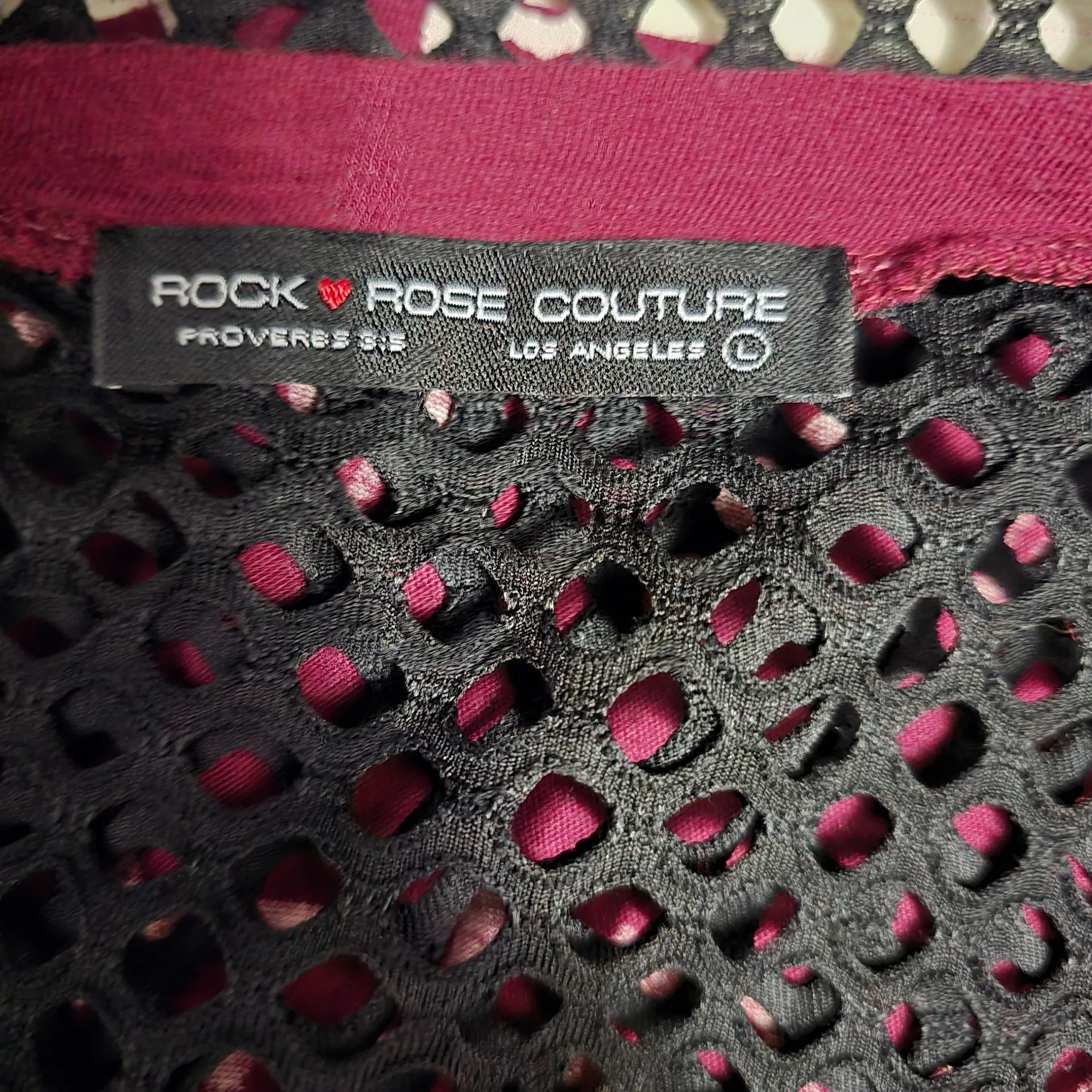 Rock Rose Couture Cropped Top Large Edgy Metal Rock Punk Alt Grunge Goth Emo Red - Image 6