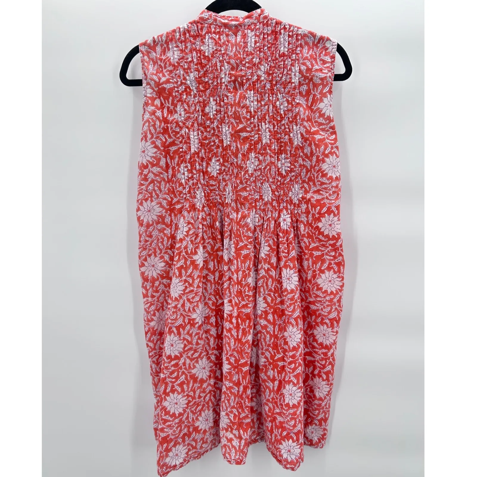Roberta Roller Rabbit Red Floral Sleeveless‎ Button Up Tunic Tank Dress Size Med - Image 2