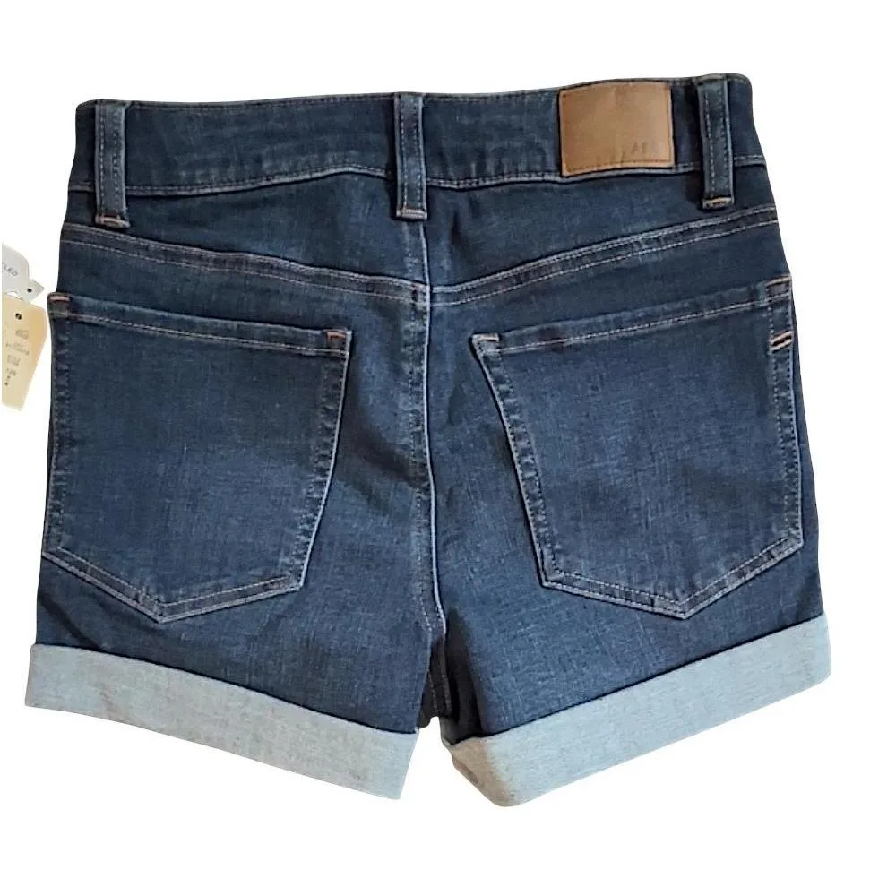 Aeropostale Womens Dark Wash High Rise Midi Jean Shorts Flex Stretch - Image 3