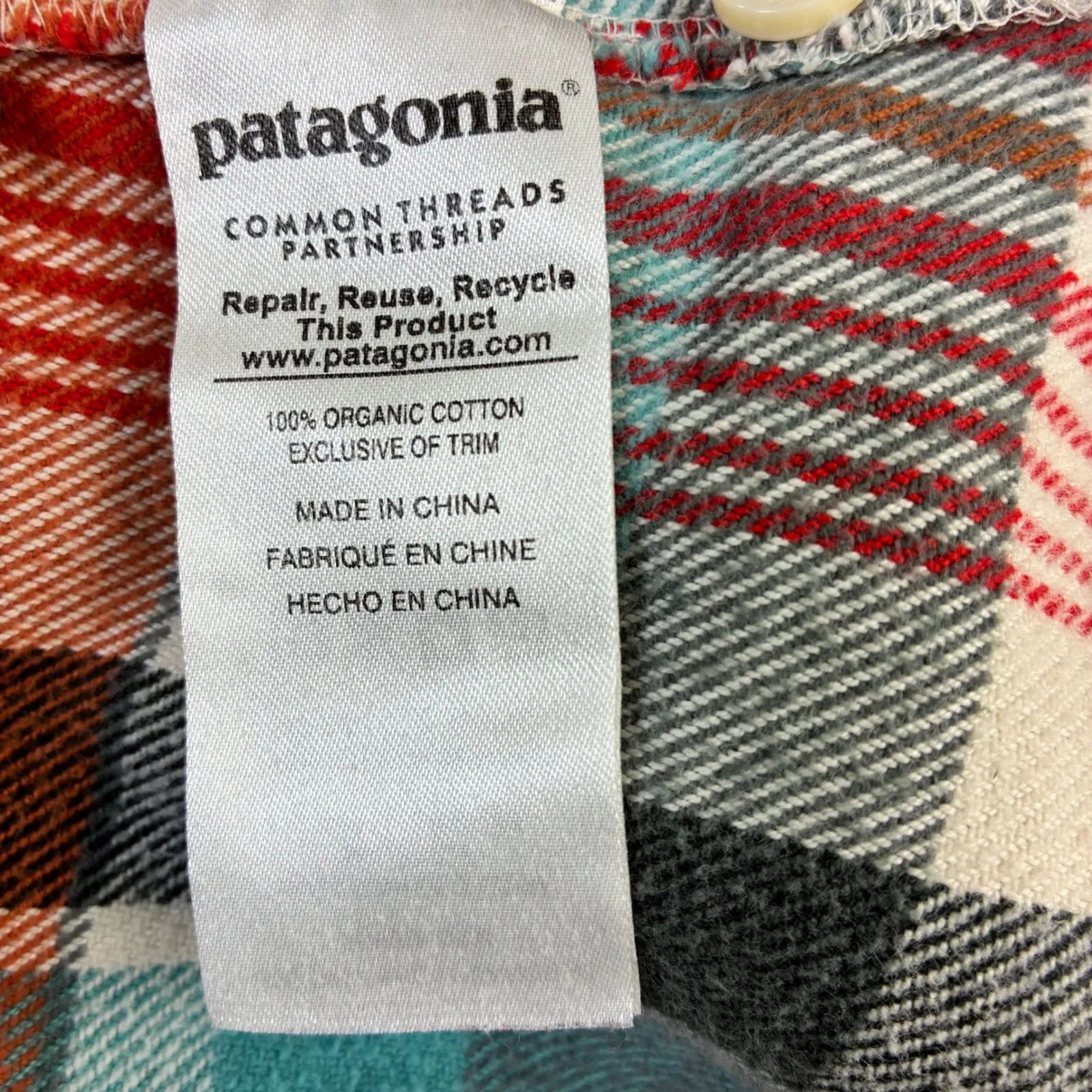 Patagonia Organic Cotton Flannel Shirt Women Size 12 Plaid LS Gorpcore Button Up - Image 3