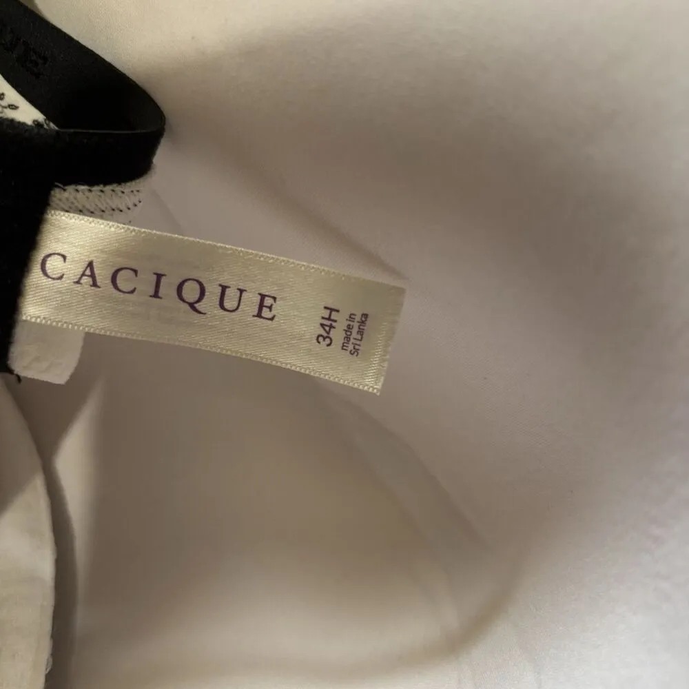 CACIQUE Lane Bryant Plunge Bra Womens 34H Stripe Underwire - Image 4