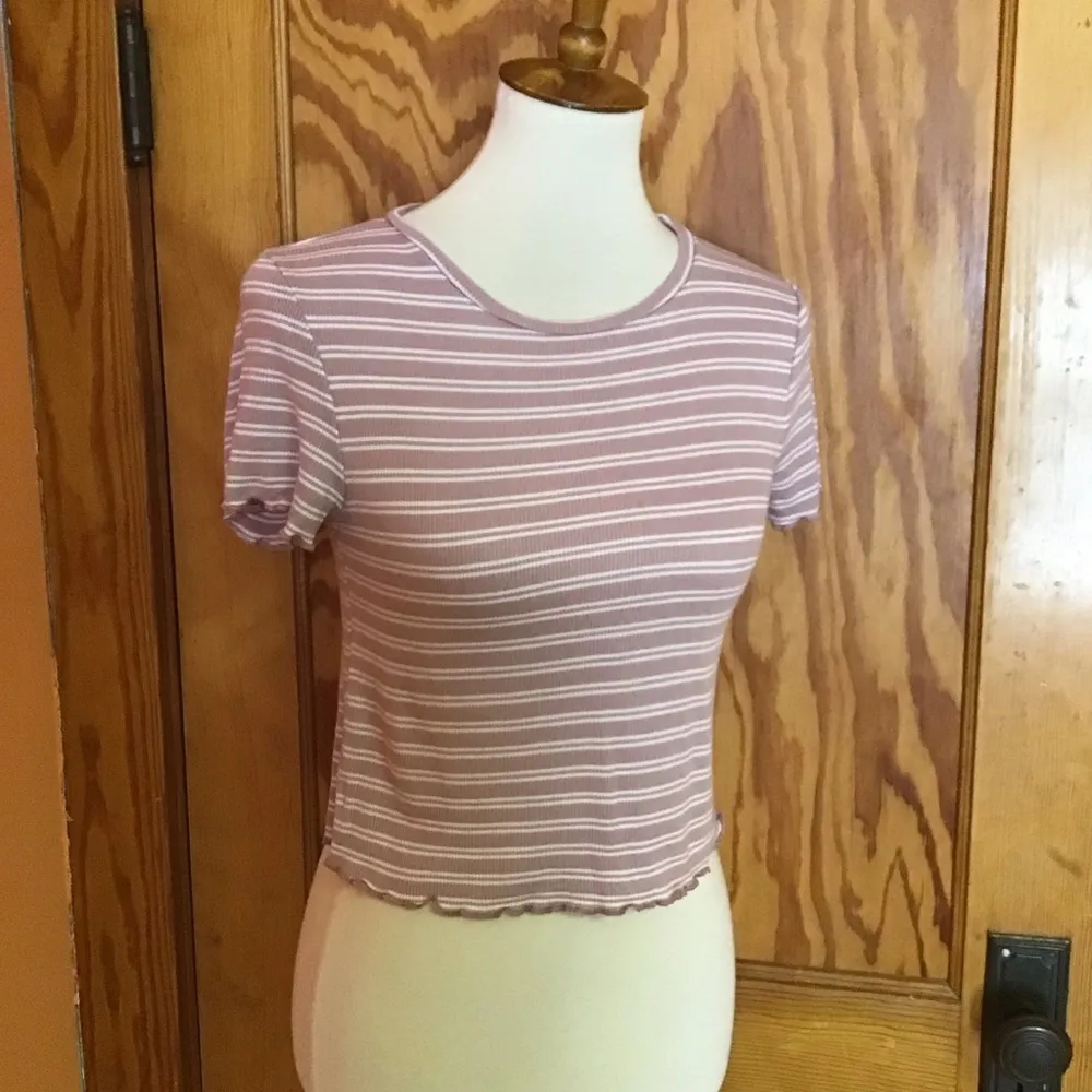 Live in the Moment Pink Striped Ribbed Tee • Lettuce Edge Top - Image 6