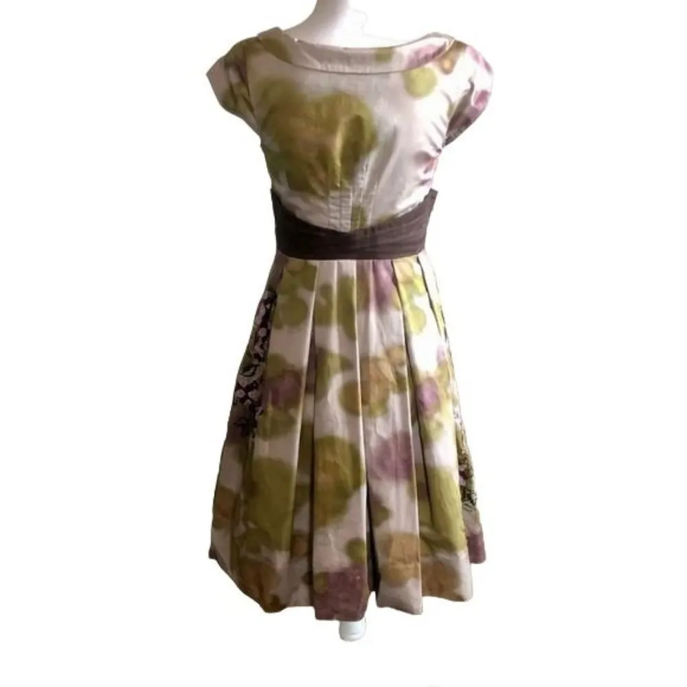 Anthropologie Floreat Travessia Dress Womens 4 Used Tulle Skirt Purple Green - Image 5