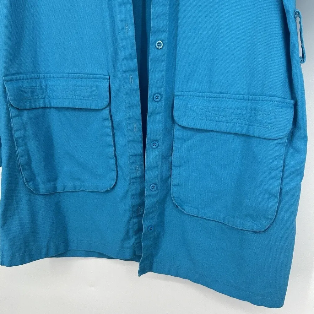 PLT Pretty Little Thing Blue Shacket Button Front Pockets Lightweight Size 8 - Image 5