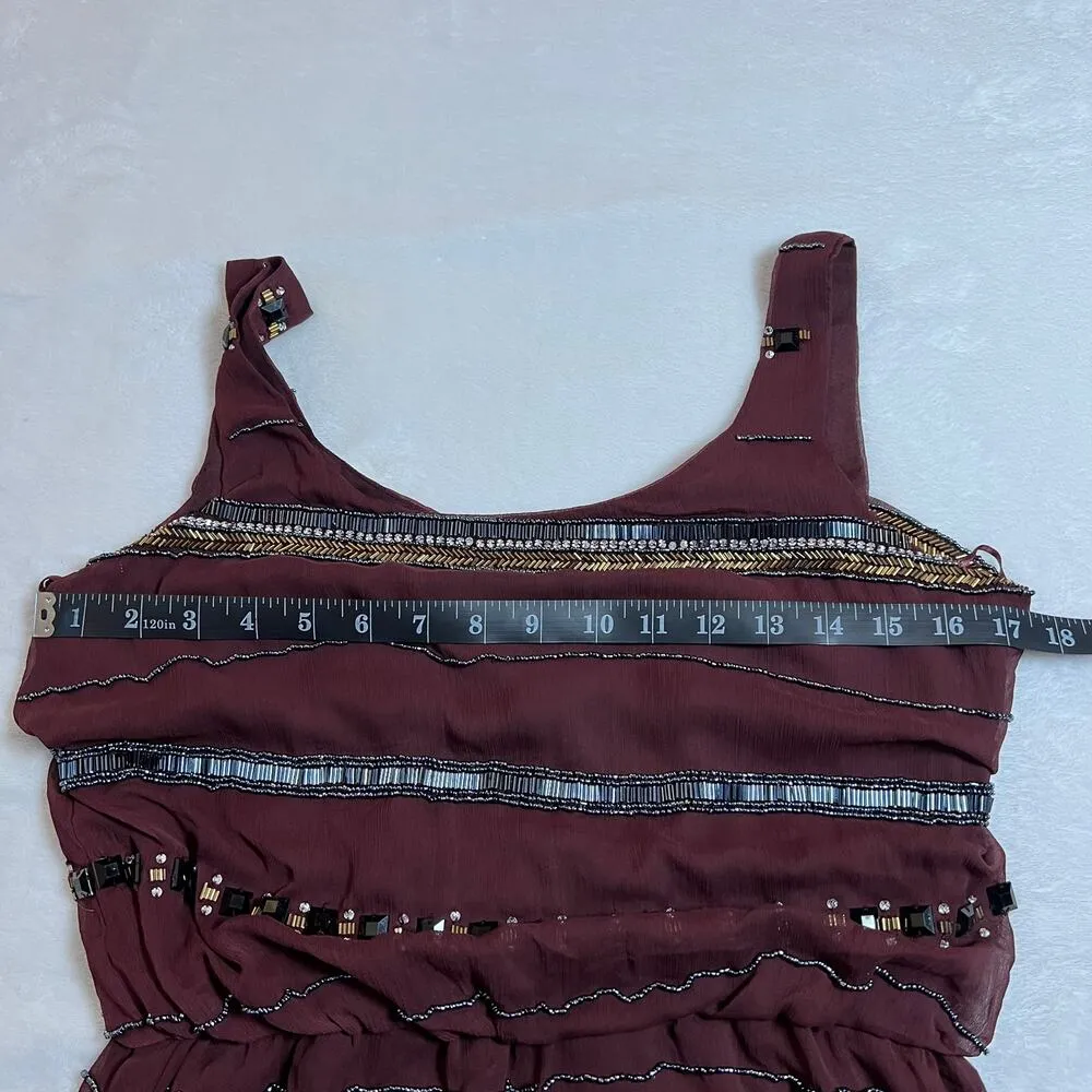 Romeo & Juliet Couture Sleeveless Beaded Chiffon Tank Dress Size Small NEW - Image 9