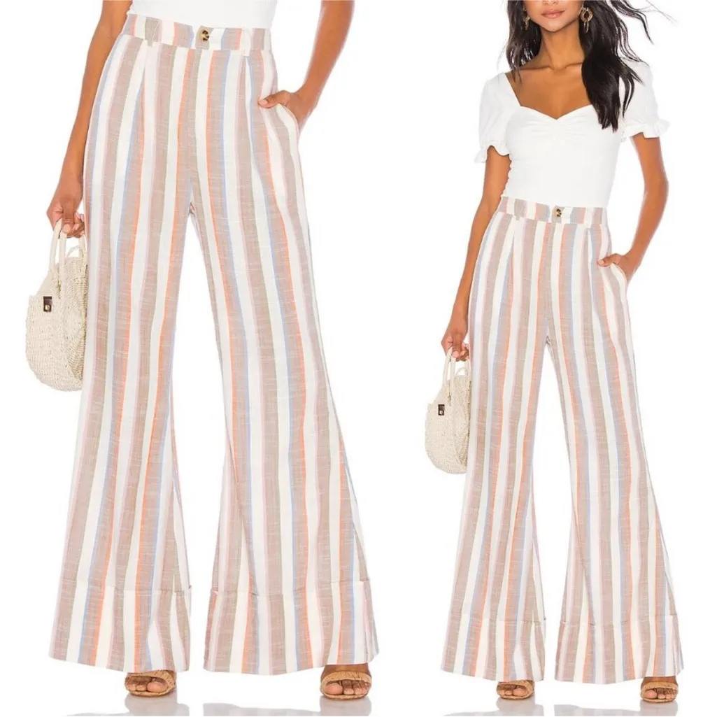 Show Me Your Mumu Edison Pants Wide Flare Leg Multicolor Striped 32 - Image 2