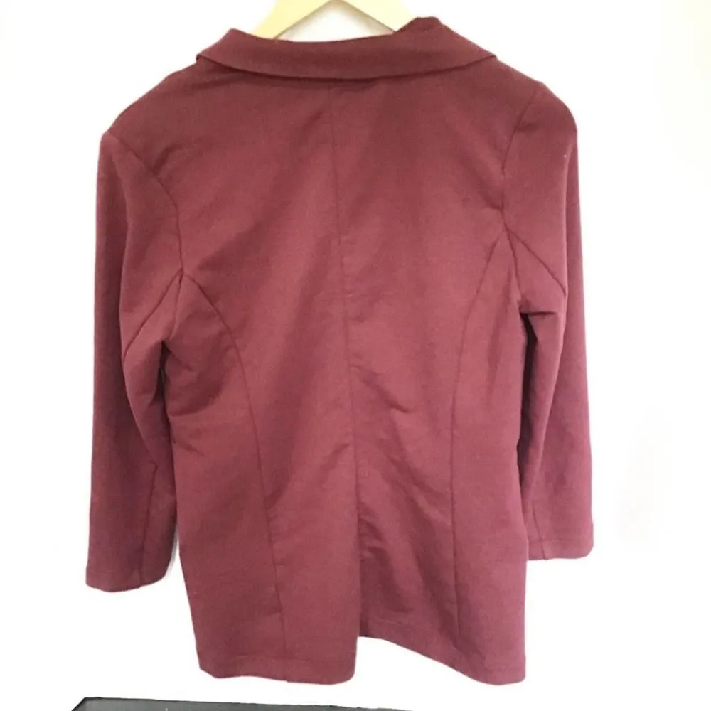 Metaphor  Blazer Burgundy Size Medium Cotton Blend - Image 3