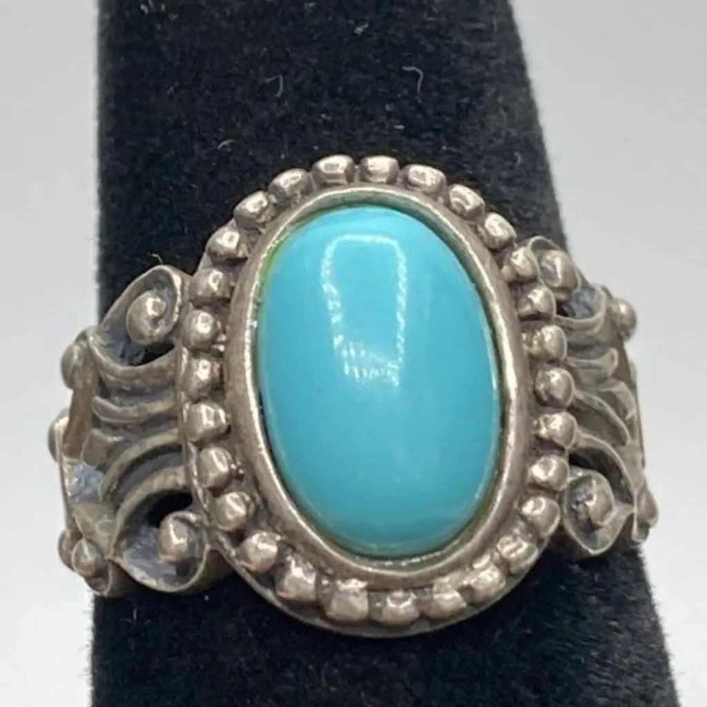 Avon Turquoise and Silver Statement Vintage Ring Blue - Image 5