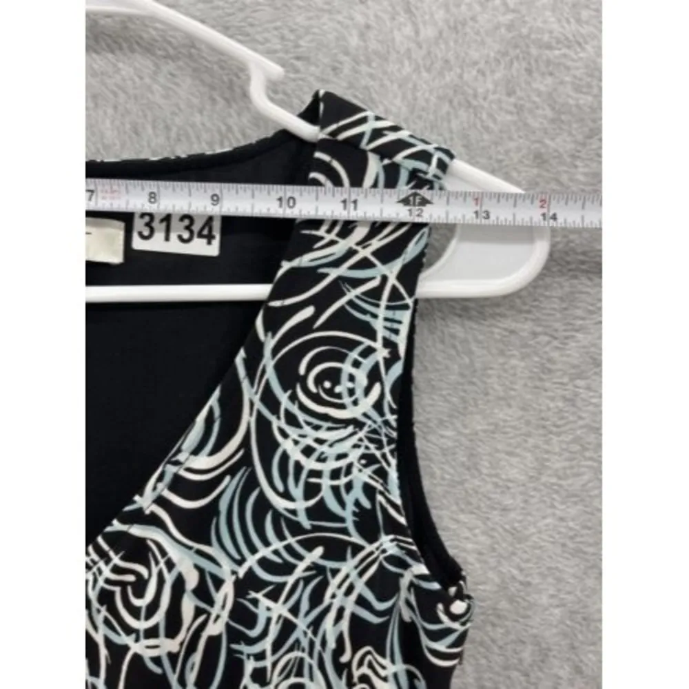 Loft Ann Taylor Women's Dress Sleeveless Black Size 0 V Neck A Line Brush stroke - Image 10