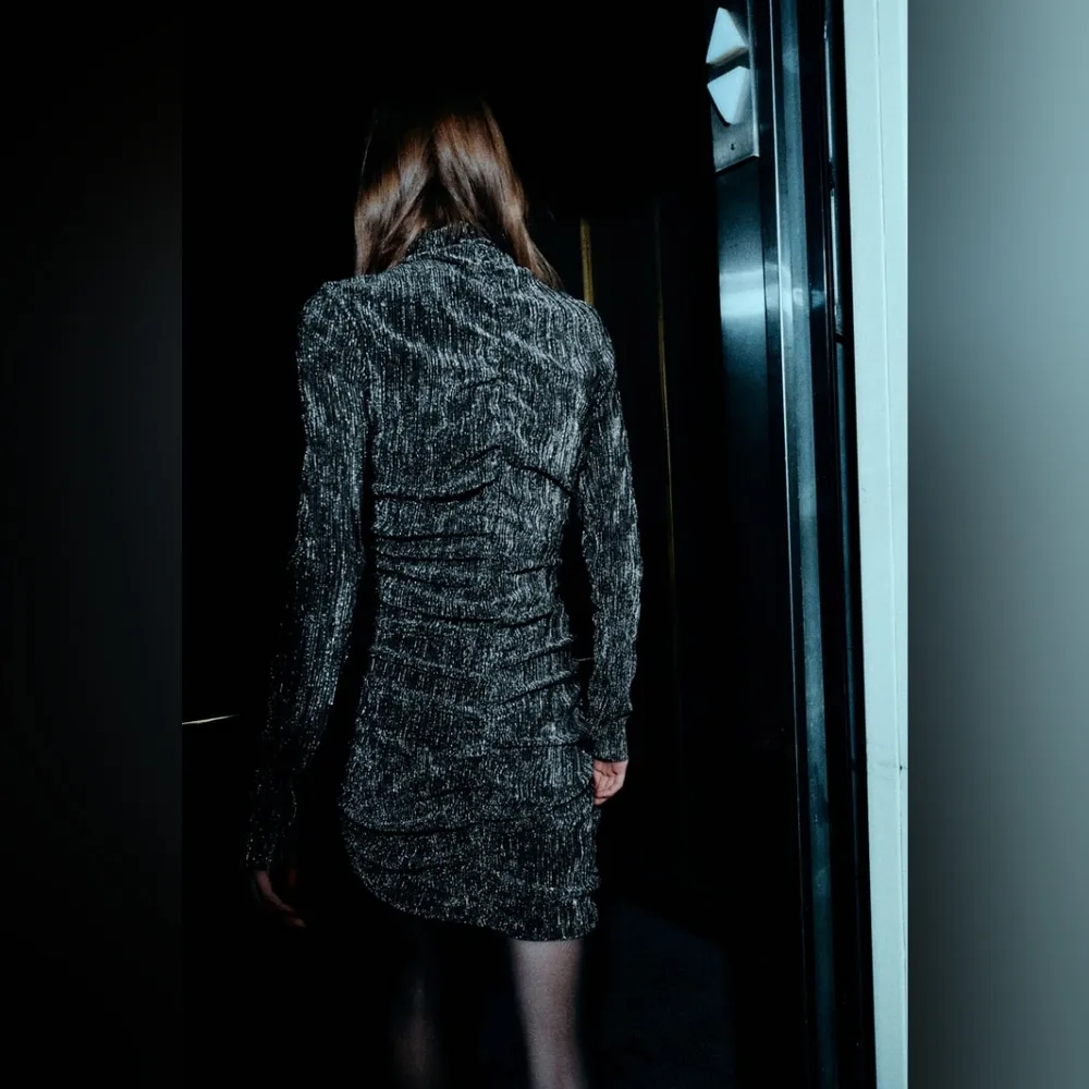 NWT  Zara Draped Dress With Metallic Thread Size XS - Image 4