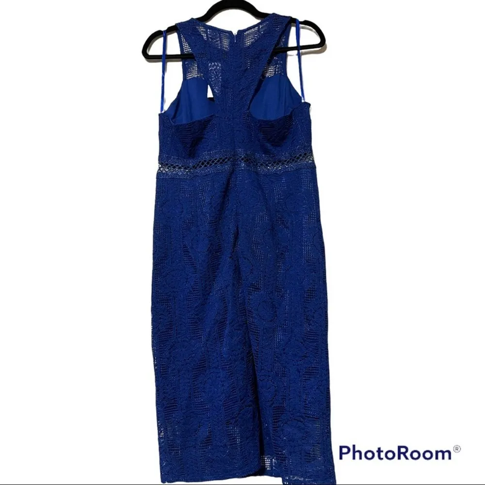 Miami womens large dress lace lined sleeveless cocktail formal wedding party NWT Blue - Image 13