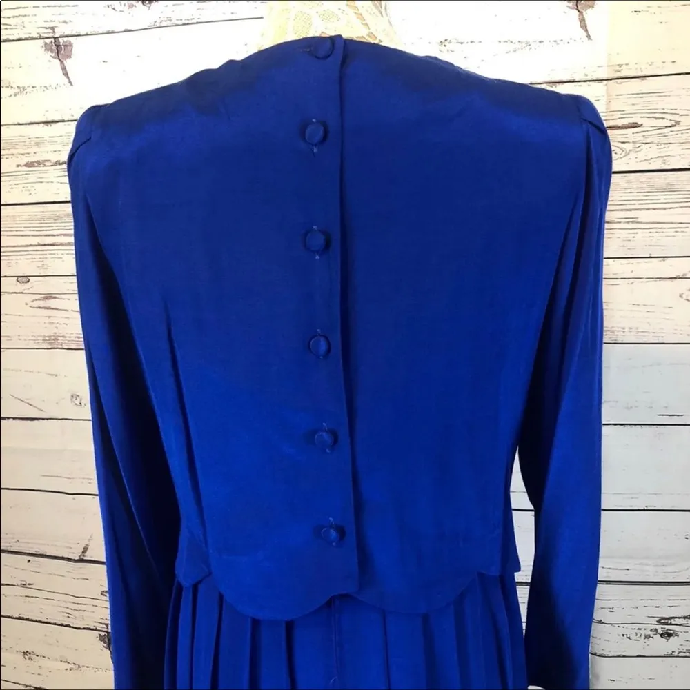 Karin Stevens VINTAGE 90's Blue Embroidered  Dress - Image 7