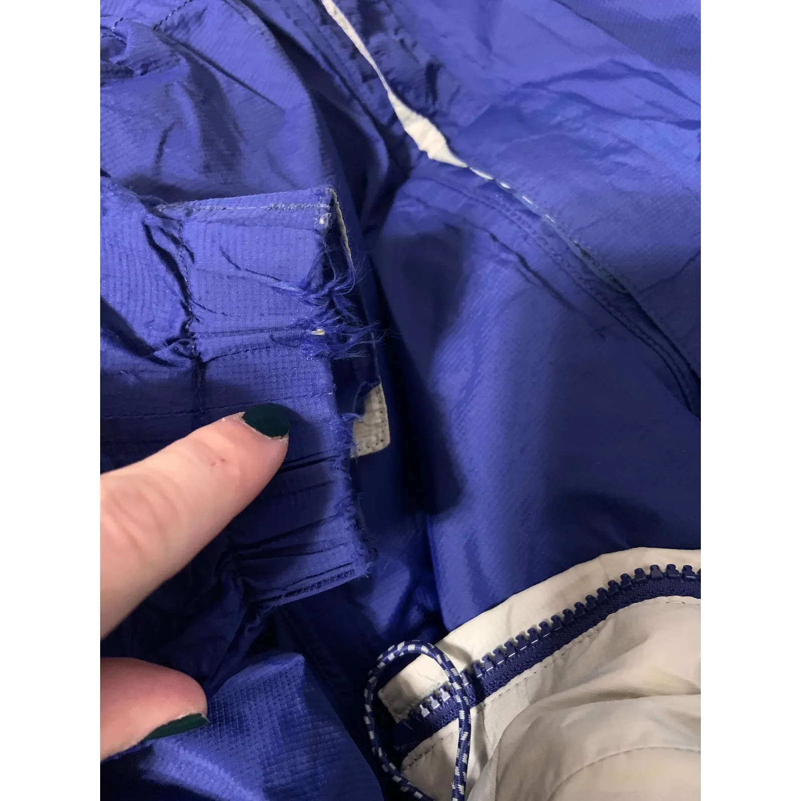 VTG LL BEAN FULL ZIP NYLON RAIN JACKET COAT WOMEN XL HIKING OUTDOOR LIGHTWEIGHT Blue - Image 9