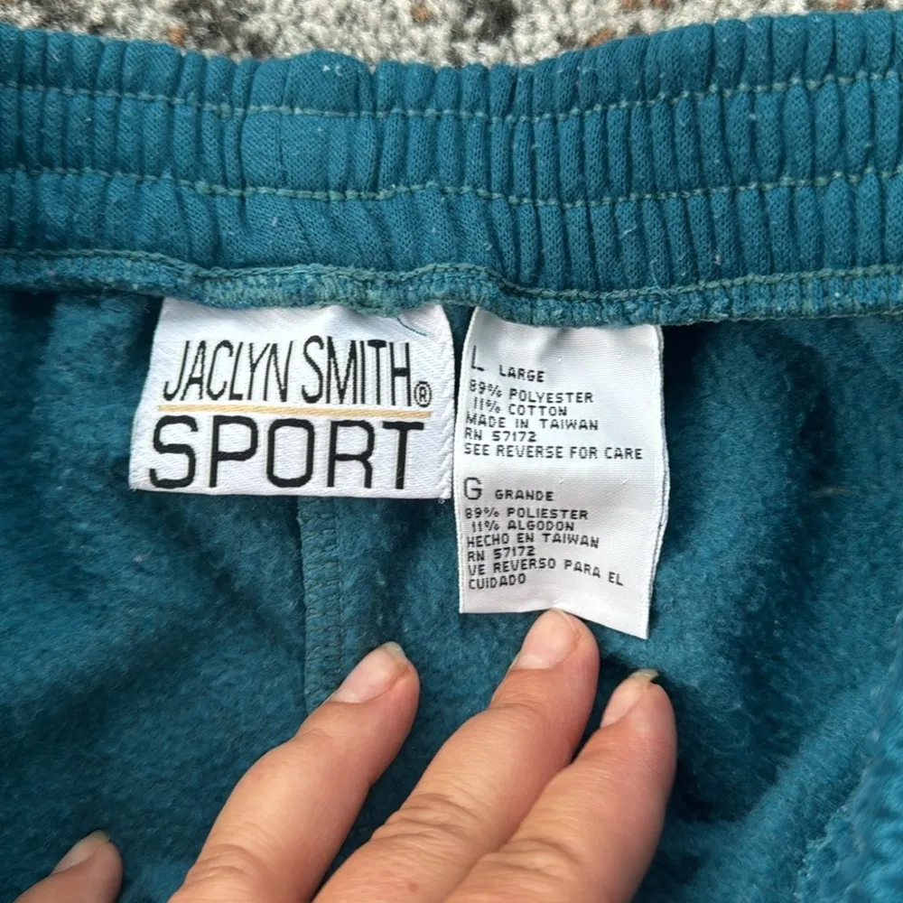 Vintage Jaclyn Smith Sport Sweatshirt & Sweatpants Set Turquoise Large - Image 10