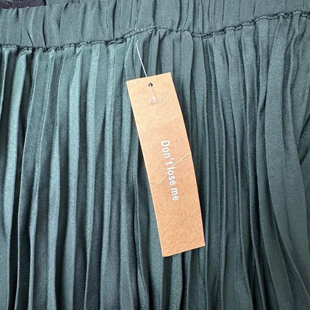 O.P.T. Sz XS Rosemary Skirt in Black Forest Green Pleated Elegant Asymmetrical - Image 7