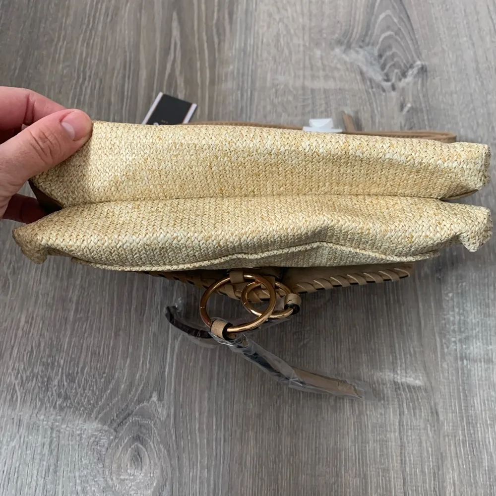 VR NYC Light beige  Braided O-Ring Messenger Crossbody Laser Cut Bag New w/Tags - Image 4