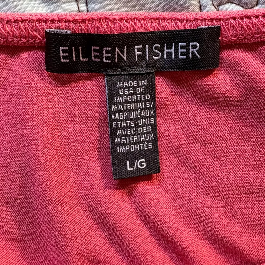 Eileen Fisher Coral Pink Tunic Viscose Spandex Split Cuff Detail Sz Large 💚 - Image 7