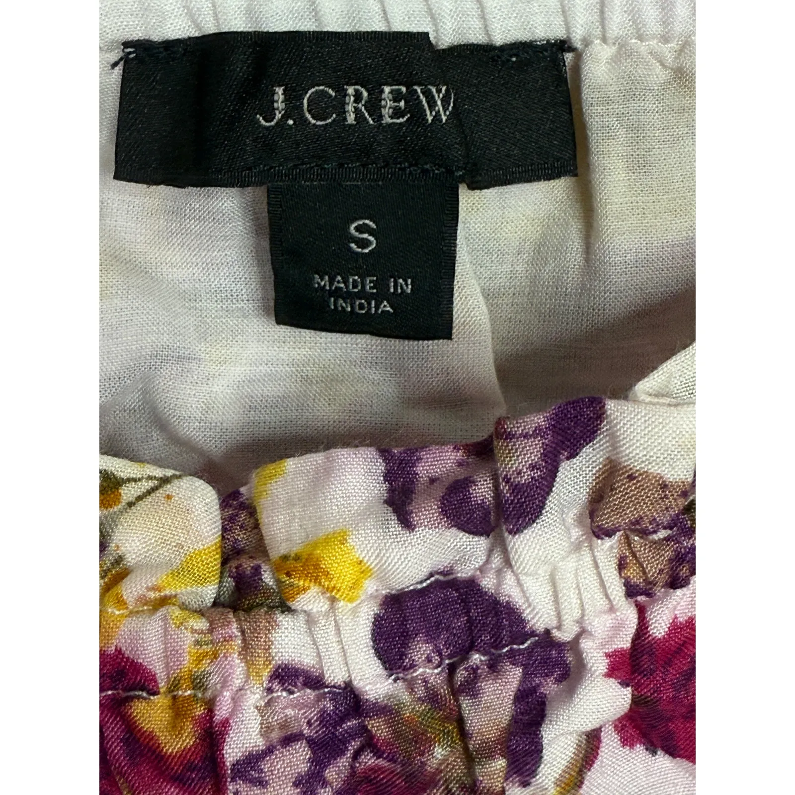 J. Crew Floral Sleeveless Tie Shoulder Top Ruffle Elastic Waist S Colorful #3837 - Image 9