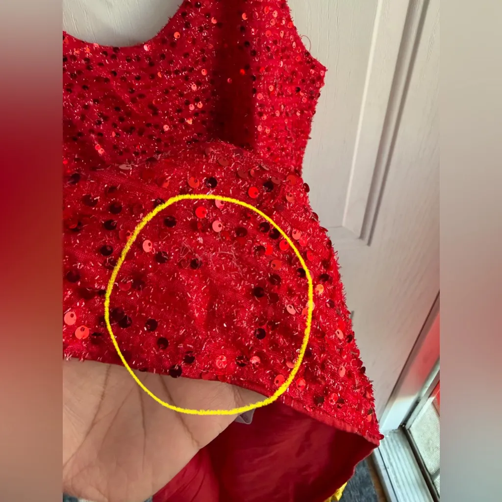 Red Sequin Mini Party Dress | Sleeveless Slip Style | Size M Size M - Image 5