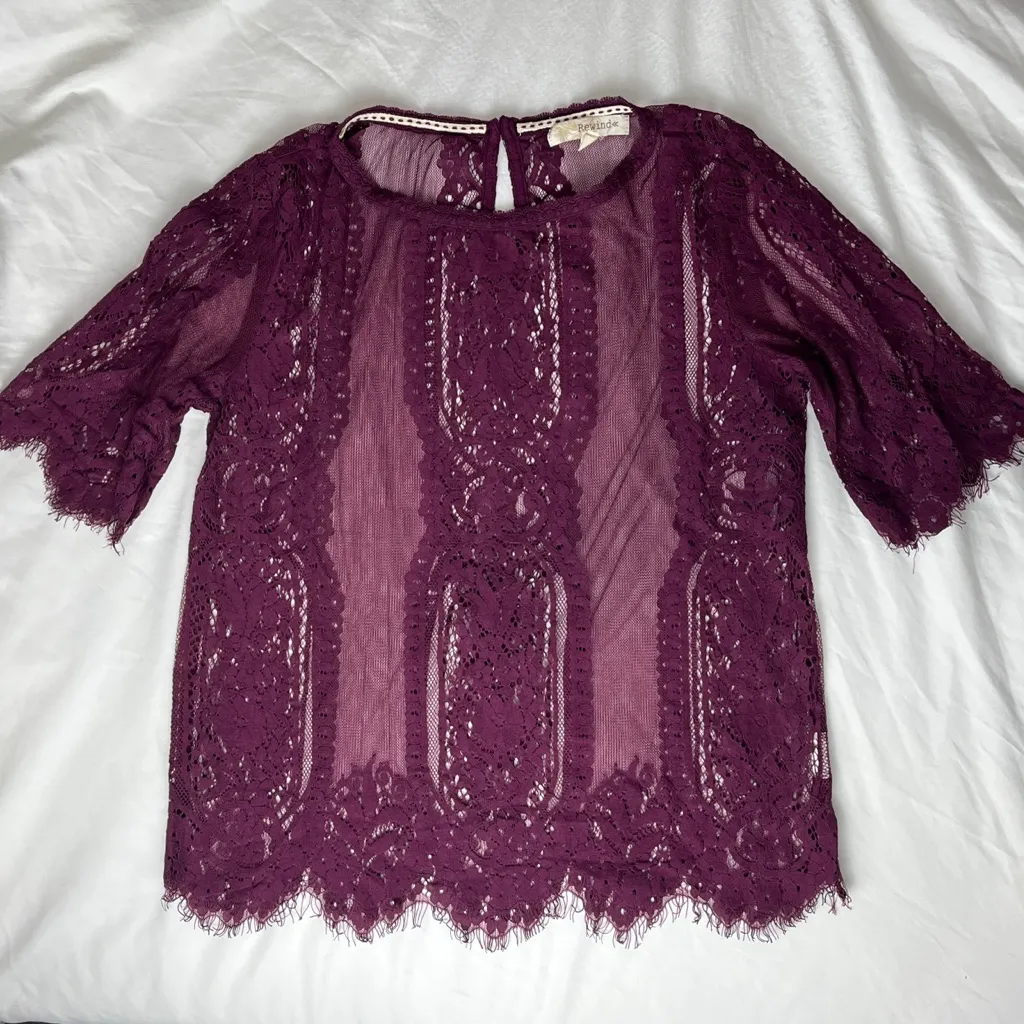 Rewind Burgundy Lace Blouse - Image 2