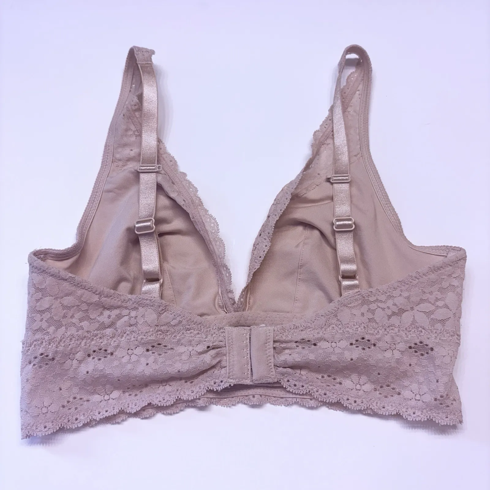 Wacoal 811205 Halo Lace Wire Free Bralette Lined‎ Stretch Size 36 Sand Floral - Image 7