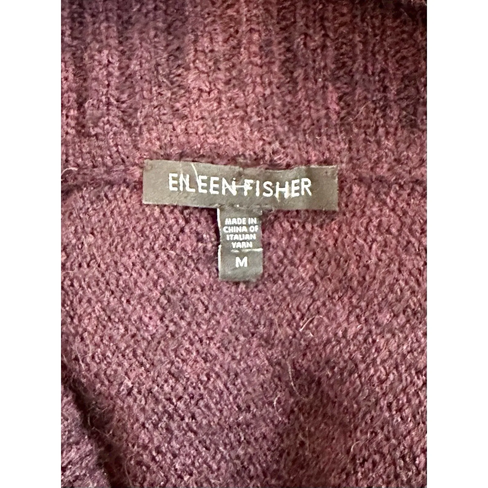 Eileen Fisher Merino Camel Dark Pomegranate Cowl Neck Cocoon Sweater Size M EUC! - Image 4