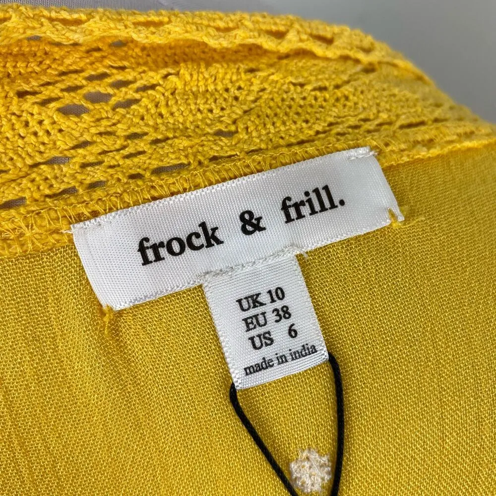 ModCloth Yellow Sunshine of Your Love Floral Embroidered Midi Dress Sz 6 - Image 11