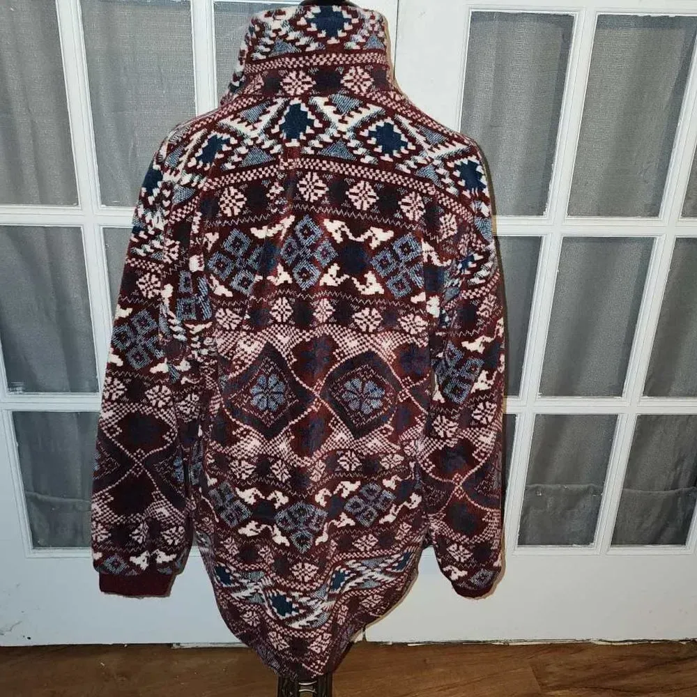 Vintage Sunbuster Womens Fleece Pullover Sweater Medium‎ Red - Image 2