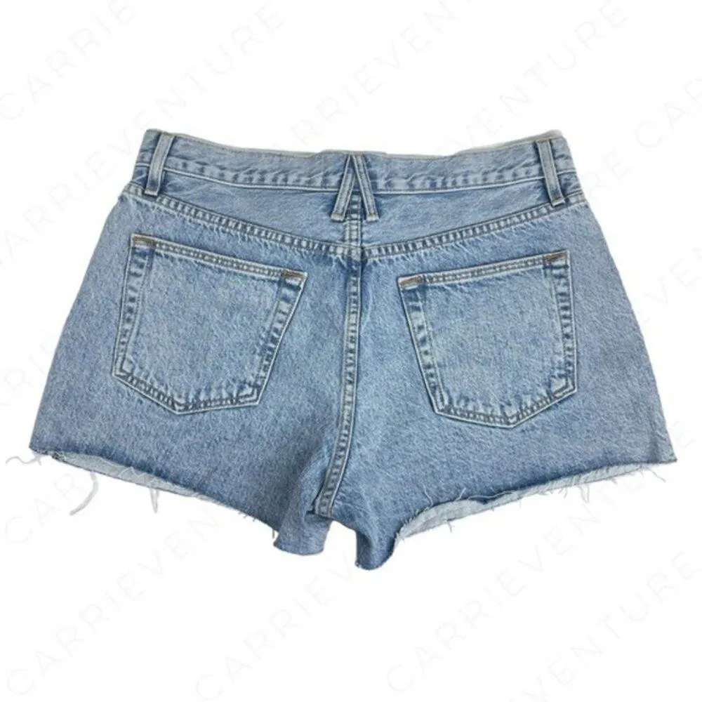 SLVRLAKE Farrah Short High Rise Jean Shorts Time Worn Wash Light Blue Cutoff 30 - Image 2