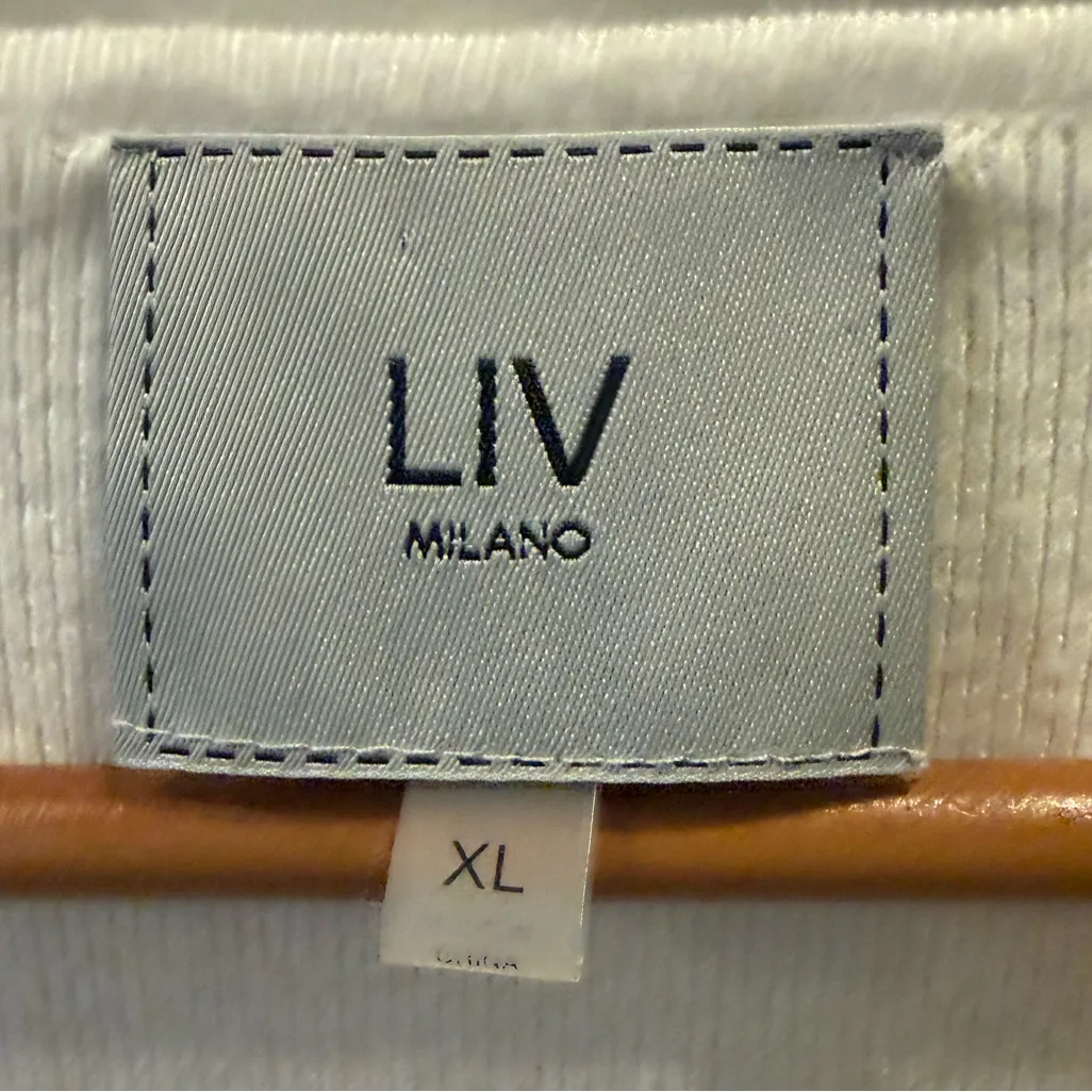 LIV Milano White Sweater with semi sheer sleeves V - Image 3