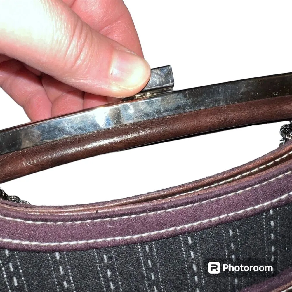 Apt 9 Womens Clutch Purse Handbag Bagette with Chain Strap Black Brown Silver - Image 9