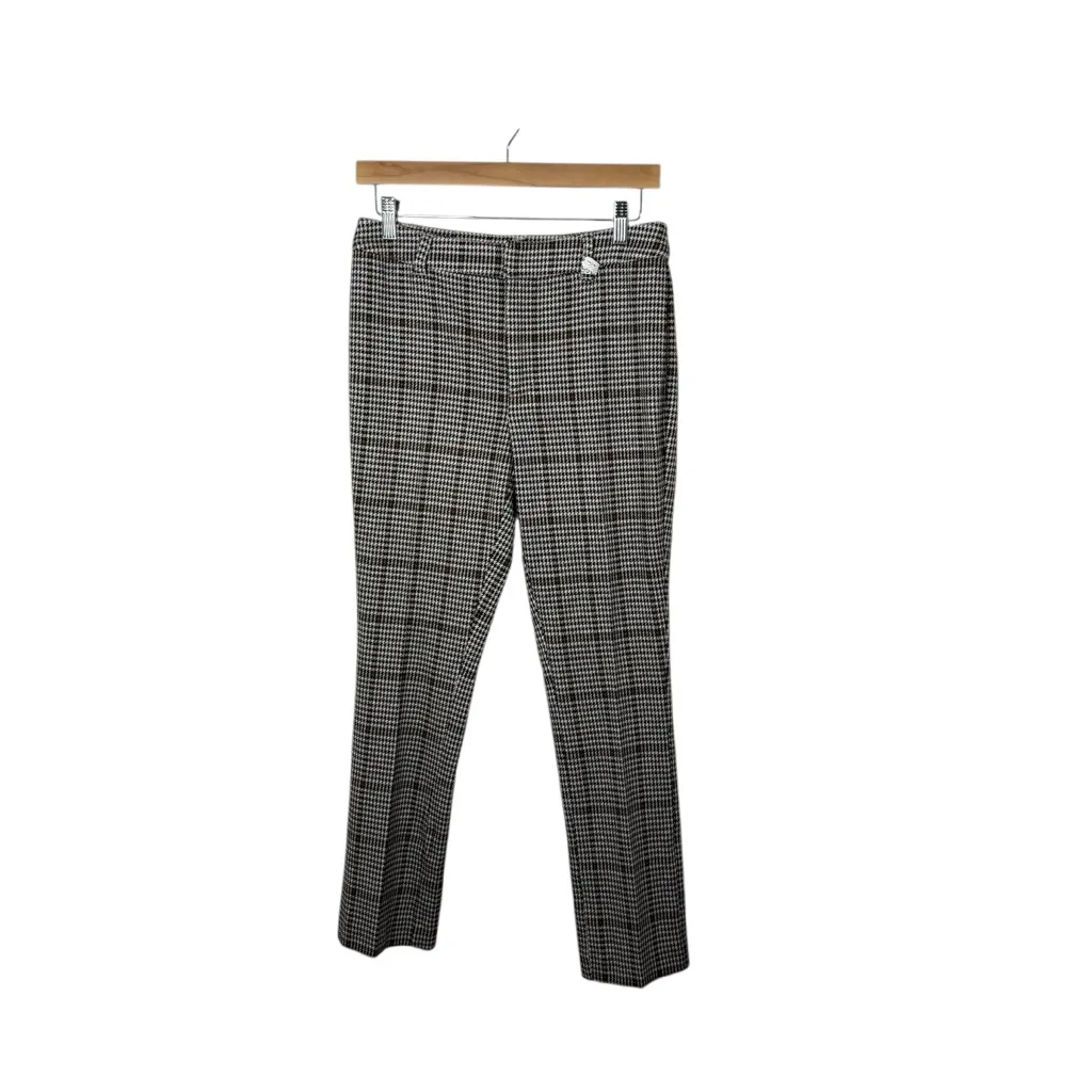 Free People Women’s Molly Slim Plaid Houndstooth Pants Brown/White Size 6 - Image 4