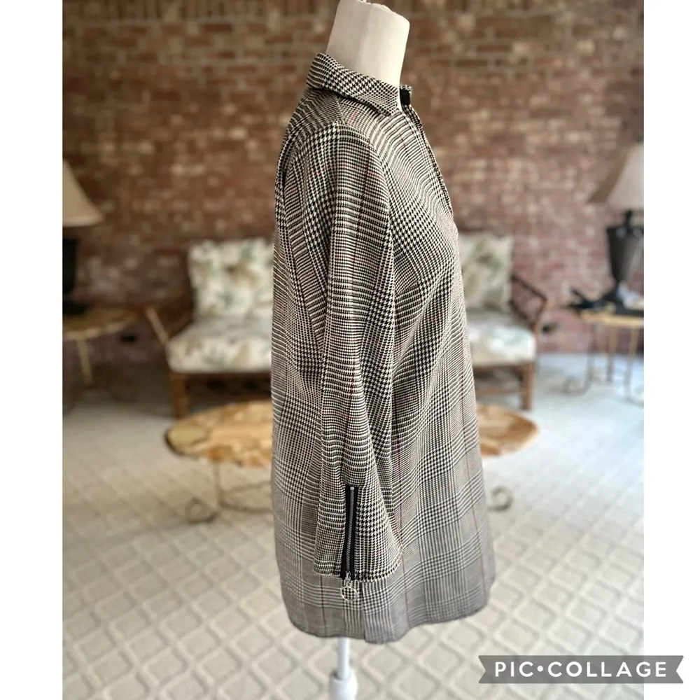 Zara Dress Houndstooth Plaid Mini Faux Leather Zipper XS A-line Casual Party Mod - Image 12