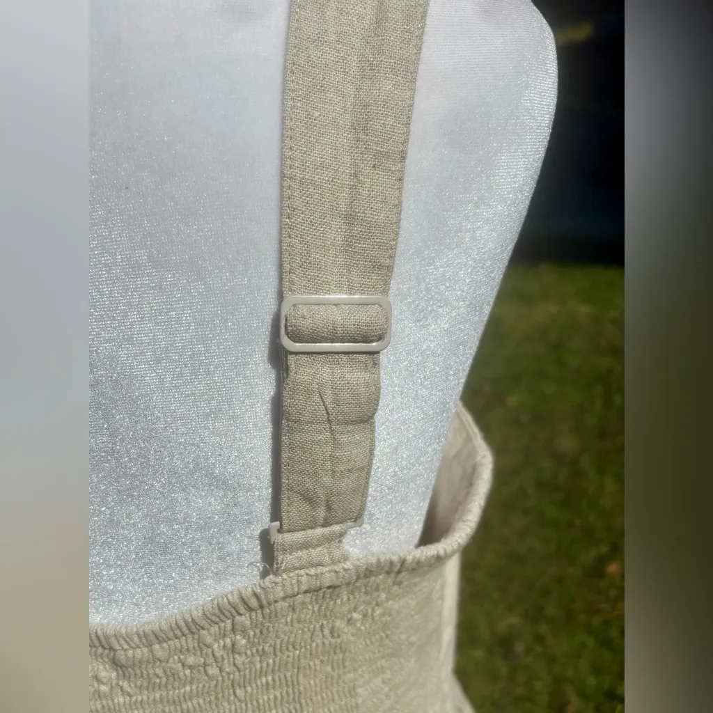 Old Navy Med Fit & Flare Linen-Blend Jumpsuit Natural Linen  Oatmeal Color NWT - Image 6