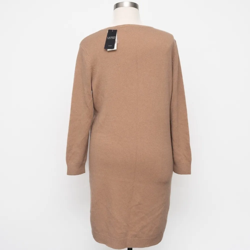 Lauren Ralph Lauren. Faux-Leather-Trim Wool-Cashmere Dress. - Image 4