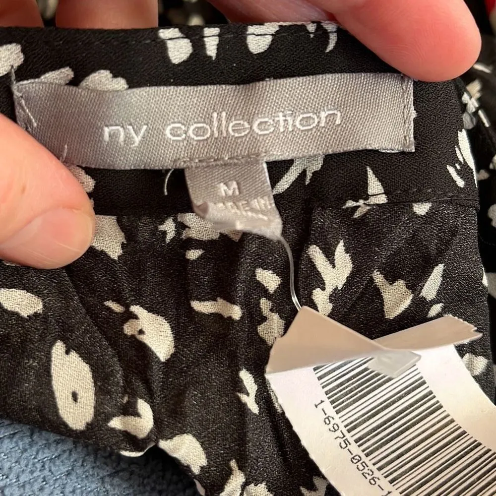 Ny Collection  medium black and white short sleeve button down blouse - 2267 - Image 3