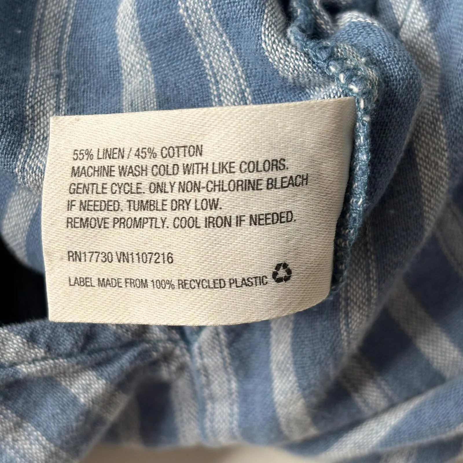 The Nines By‎ Hatch Maternity Jumpsuit Blue Linen Cotton Blend L Striped V Neck Size L - Image 5