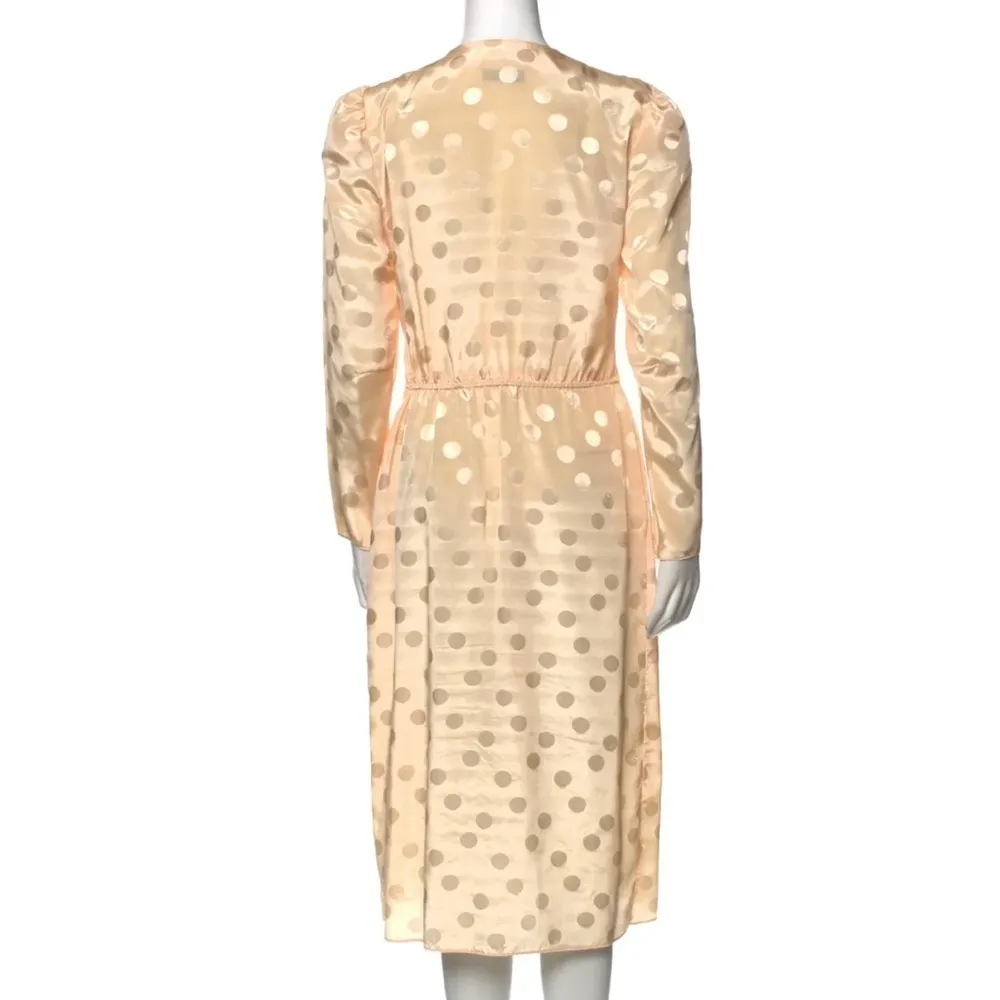 Vintage Diane von Furstenberg  Polka Dot Print Midi Length Wrap Dress in Cream 8 - Image 3