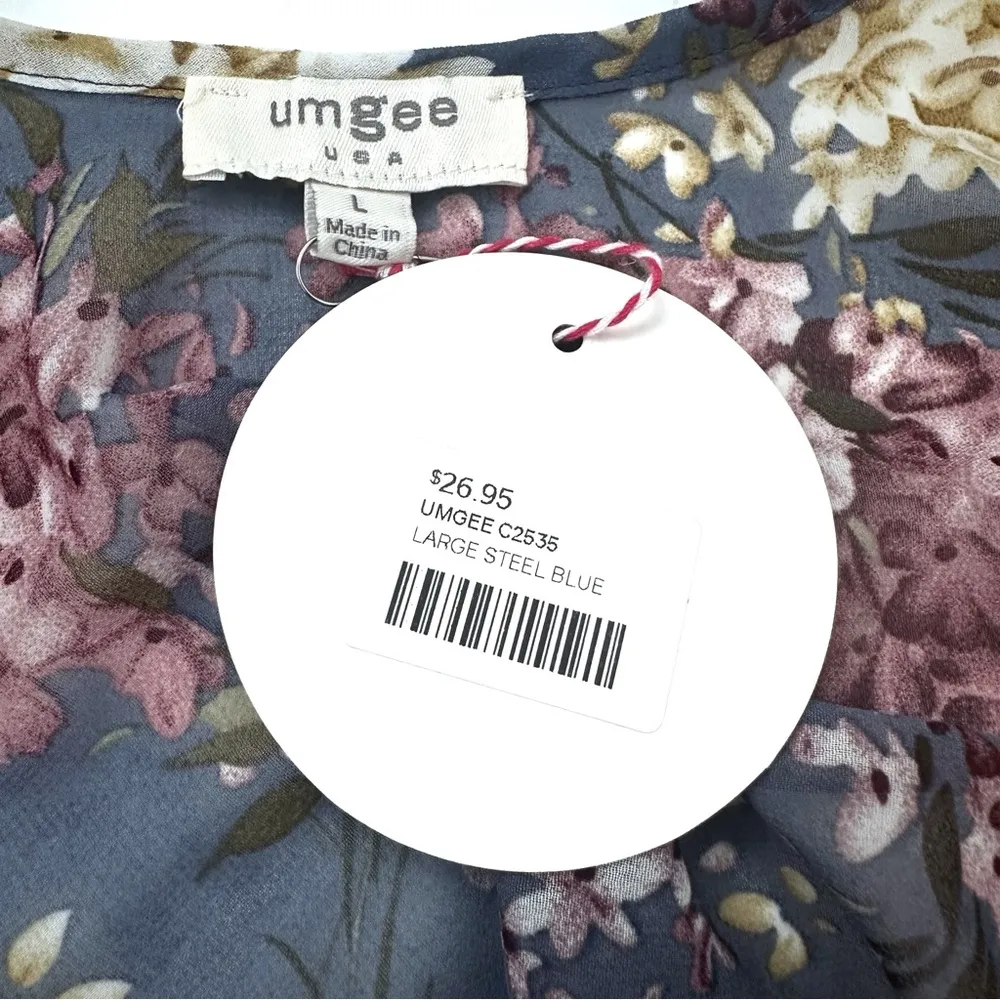 NWT Umgee Steel Blue Semi Sheer Multicolor Flowing Lightweight Tank Top - Image 7