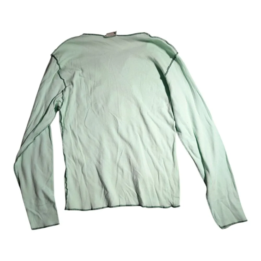 Vtg Y2K Island Tees Jamaica Me Crazy Embroidered Green Long Sleeve Baby Tee Sz L Size L - Image 2