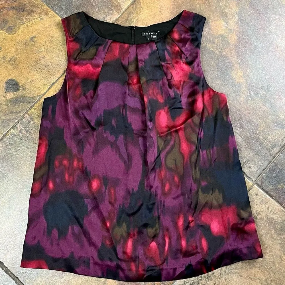 Theory Purple 100% Silk Sleeveless Blouse S - Image 4