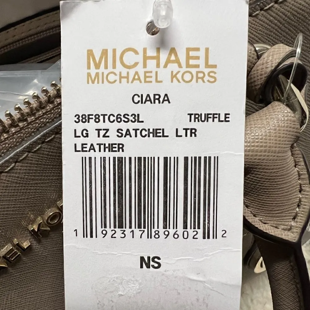 🔥🎁NWT! Michael Kors CIARA Satchel Handbag Large Truffle Msrp:$428.00 - Image 7