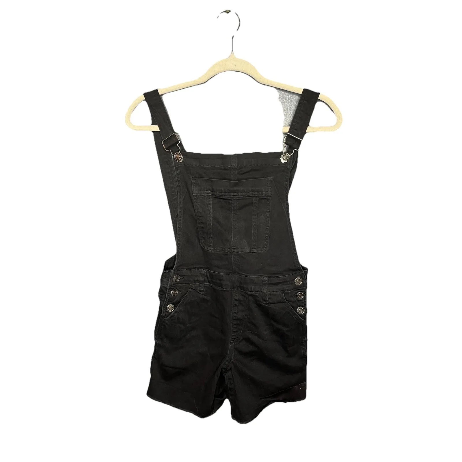 KanCan Denim Overalls Shorts Stretch Black Cotton Blend Women Size XS - Image 2