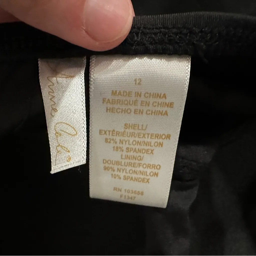 Anne Cole Black One Piece Shirred Ruched Halter Swimsuit US 12 - Image 7