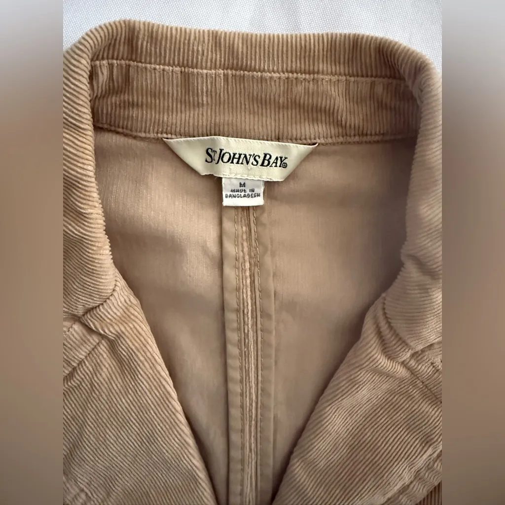 St Johns Bay Womens 2 Piece Corduroy Suit Set Jacket Size M Pants Size 6 Tan - Image 3