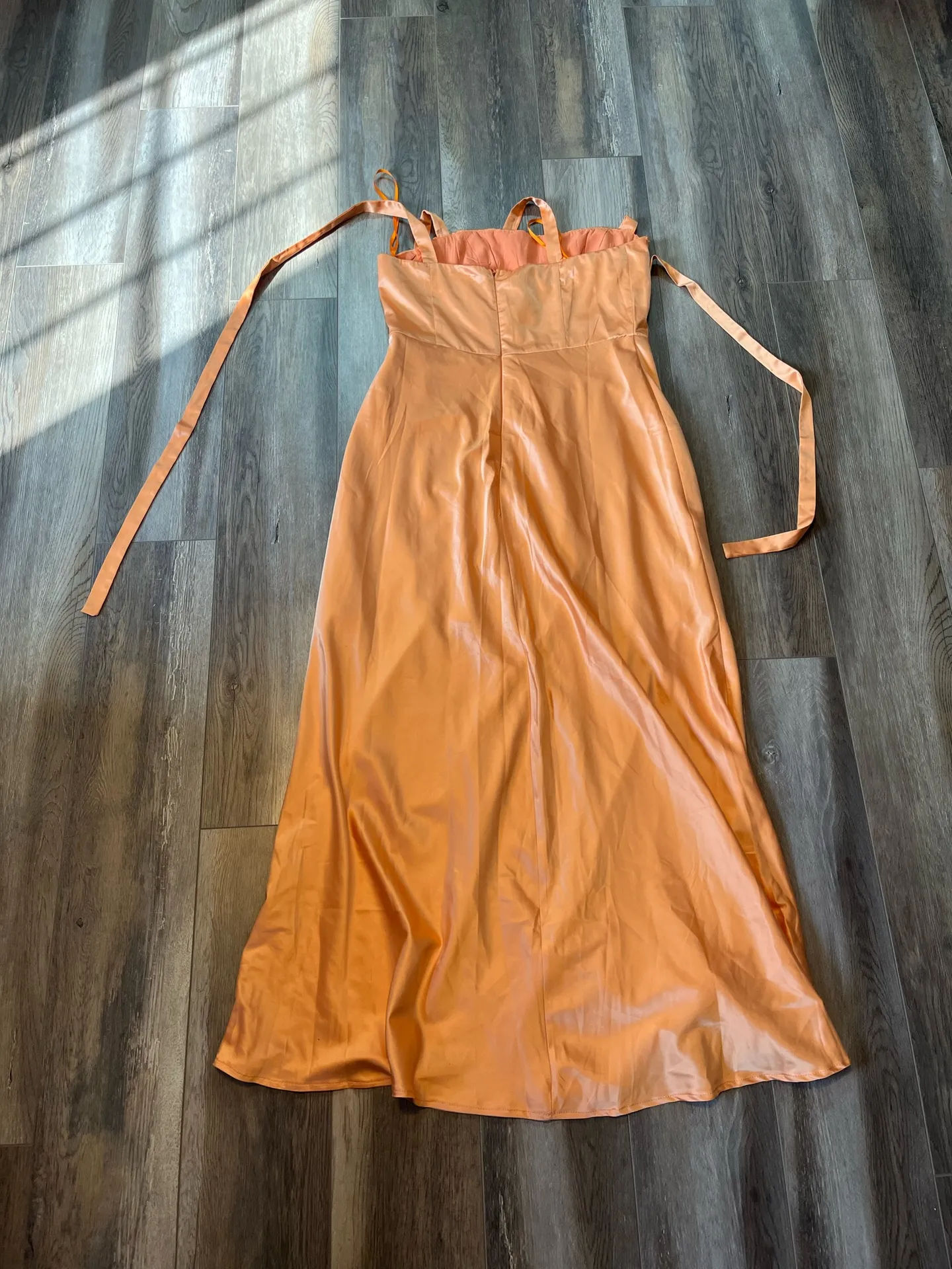 Hello Molly Define Luxury Satin Maxi Dress in Peach - Image 6