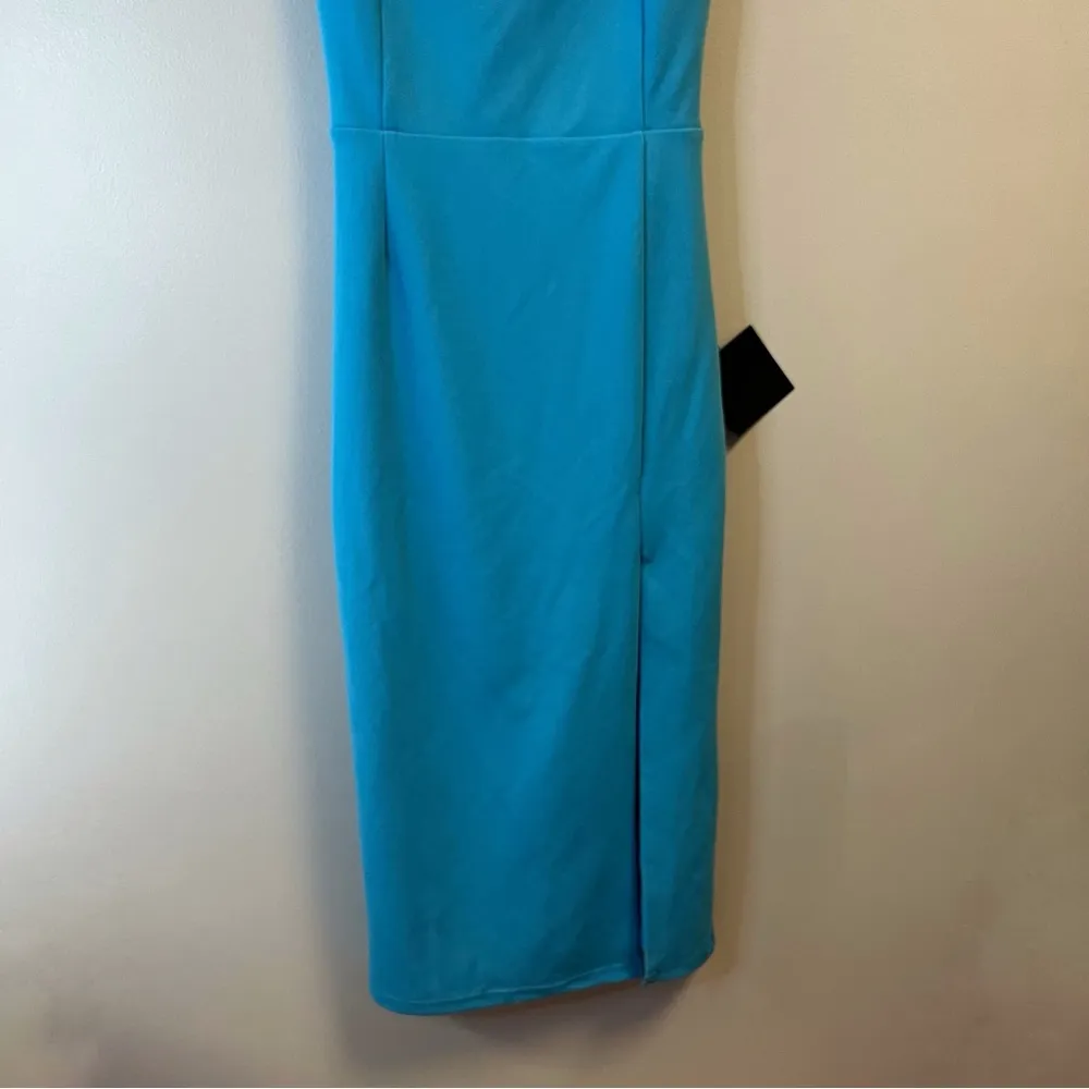 Lulu’s Dress Bright Blue Midi w/ Spaghetti Straps, Back Cut Out & Slit Sz M NWT - Image 3
