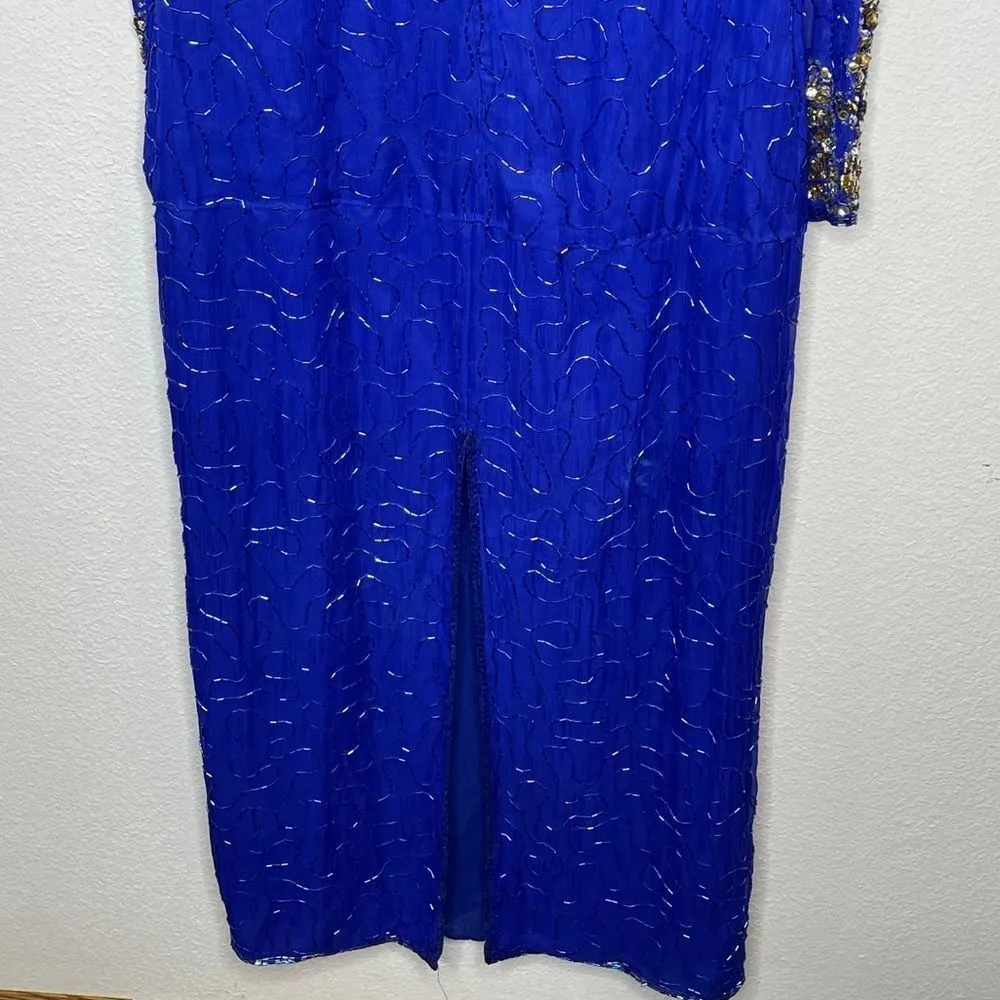 Vintage Laurence Kazar Silk Beaded Dress - Image 5
