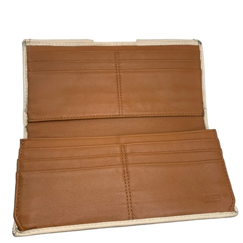 y2k COACH White Brown Turnlock Wallet - Image 6