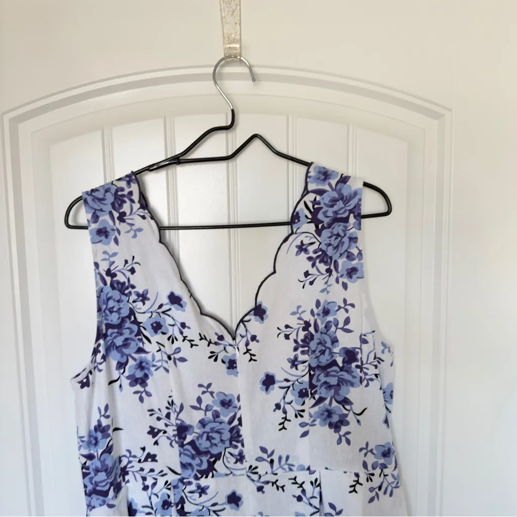 For Cynthia XL Sleeveless Scallop Trim Linen Blend Fairy Fit & Flare Midi Dress - Image 4